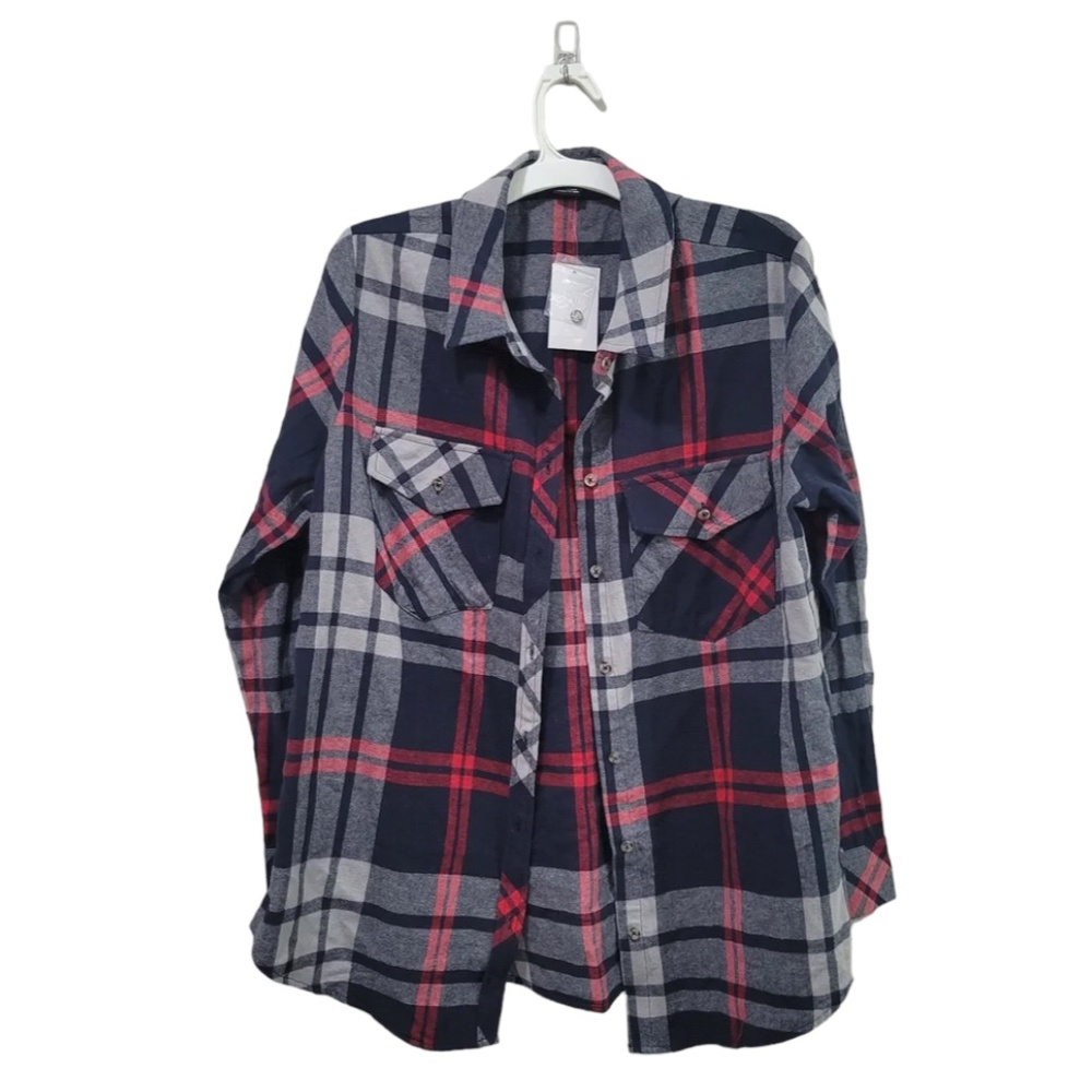 NWT Sanctuary Women Boyfriend For Life Plaid Flannel Shirt Size XL